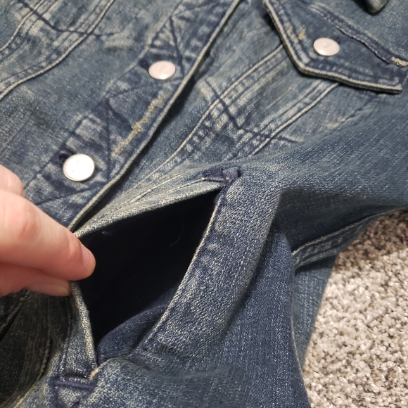 NEW Anthro Distressed Denim Jacket - Picture 6 of 12